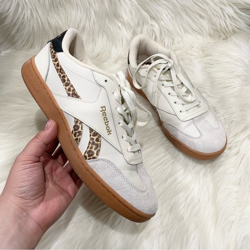 Reebok Women's Club C Grounds UK White/Cream Leopard Sneakers Size 9